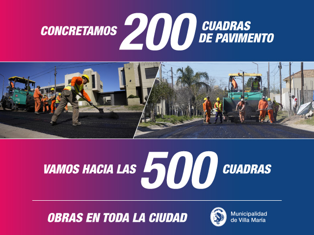 200 cuadras pavimentadas de 500