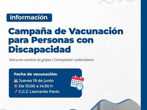 Se realizará una jornada de vacunación antigripal dirigida a personas con discapacidad