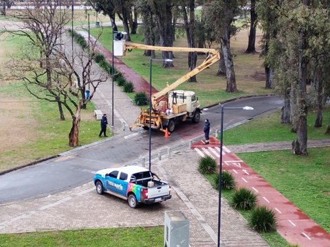 El municipio repuso la iluminación del Parque Pereira y Domínguez tras actos de vandalismo