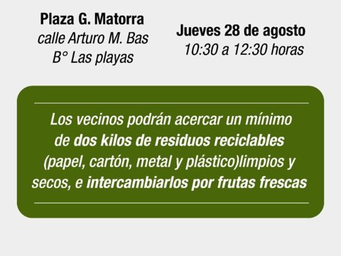 El municipio invita a participar de una nueva edición del “Canje Saludable” y una jornada de forestación