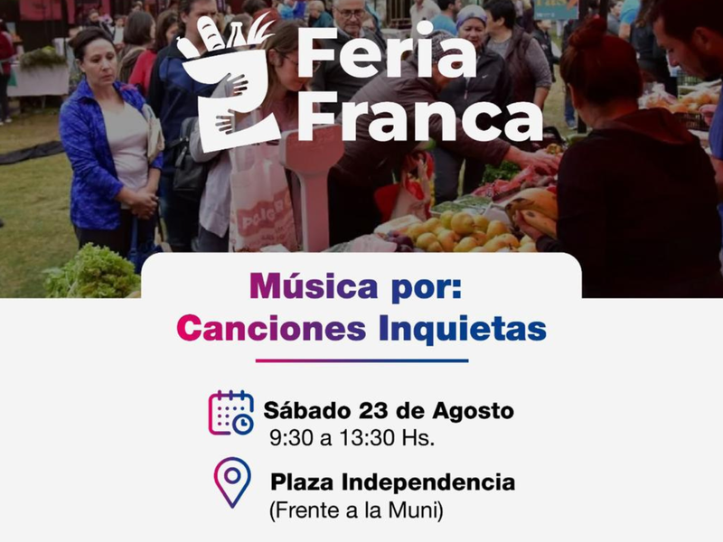 Mañana se realiza una nueva edición de la Feria Franca con música en vivo