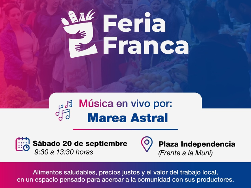 Este sábado se realiza una nueva edición de la Feria Franca con música en vivo