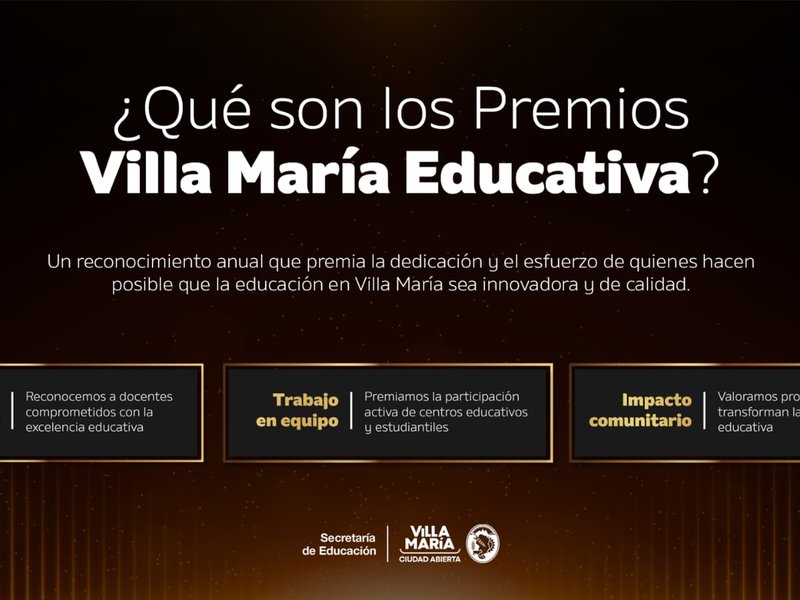 Hasta el 31 de octubre se pueden realizar postulaciones a los premios Villa María Educativa 2025