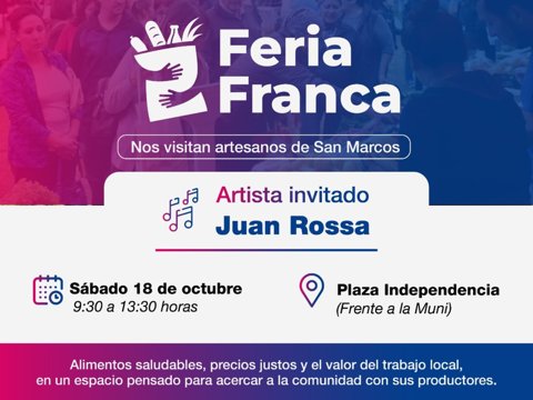 Este sábado se realiza una nueva edición de la Feria Franca con música en vivo