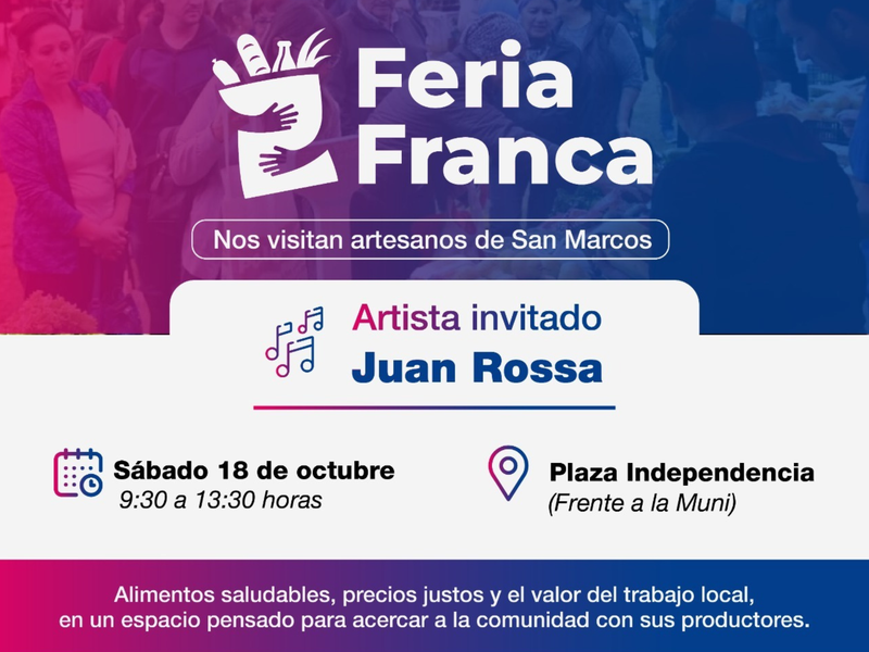 Este sábado se realiza una nueva edición de la Feria Franca con música en vivo
