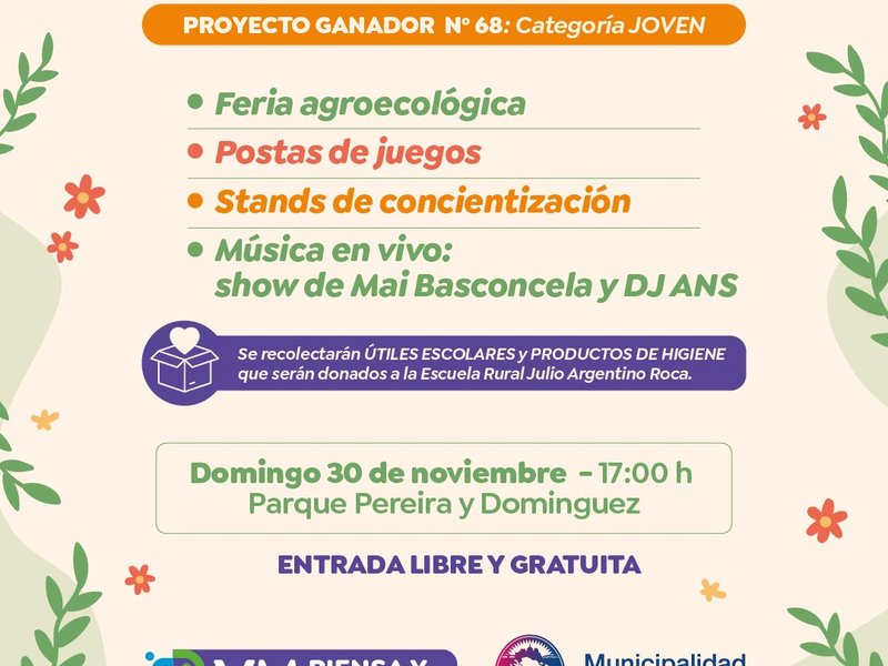 Este domingo se realizará el festival eco solidario “Semillas de Esperanza” en el Parque Pereira