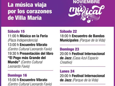 Villa María vive un “Noviembre Musical” con propuestas para toda la comunidad