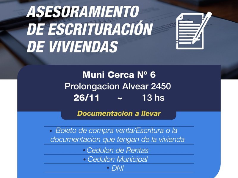 Jornada de asesoramiento para la escrituración de viviendas en el Municerca 6
