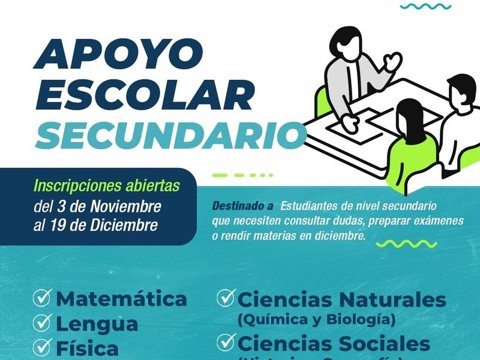 Abrieron las inscripciones para la tercera etapa del Programa de Apoyo Escolar Secundario