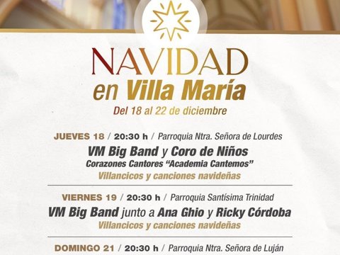 “Navidad en Villa María” con propuestas musicales en distintas parroquias