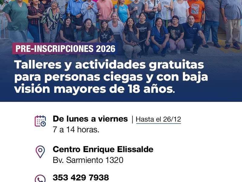 Preinscripciones abiertas en el centro “Enrique Elissalde” para personas con discapacidad visual