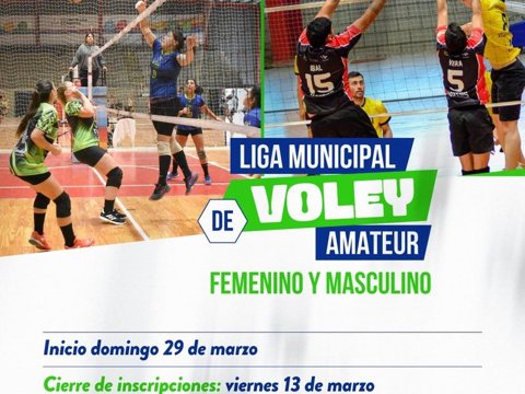 Hasta el 13 de marzo se encuentran abiertas las inscripciones para participar de la Liga Municipal de Voley Amateur