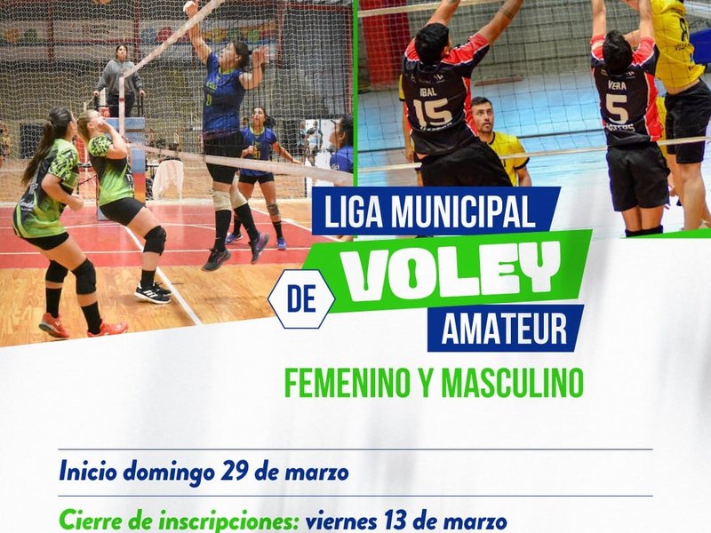 Hasta el 13 de marzo se encuentran abiertas las inscripciones para participar de la Liga Municipal de Voley Amateur