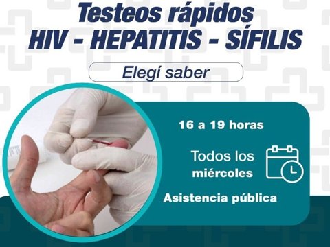 La Asistencia Pública realiza testeos rápidos y gratuitos de HIV, Hepatitis y Sífilis