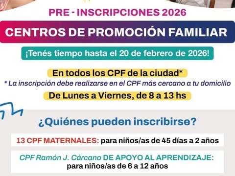 Se extiende el plazo de preinscripción a los Centros de Promoción Familiar