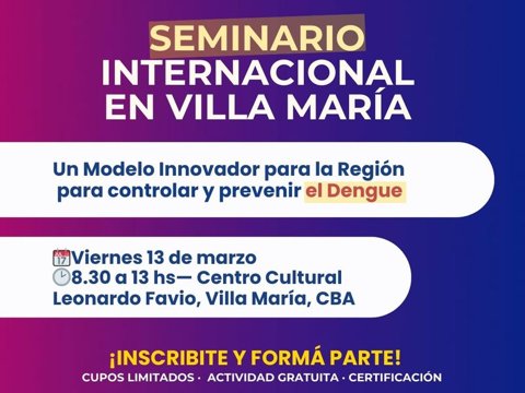 Este viernes se desarrollará un seminario abierto sobre prevención y control del dengue en el Centro Cultural Leonardo Favio