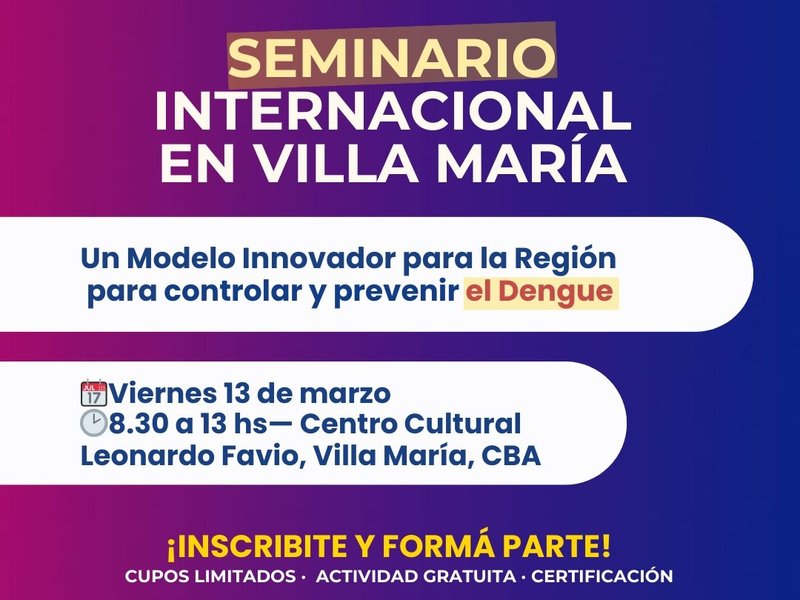 Este viernes se desarrollará un seminario abierto sobre prevención y control del dengue en el Centro Cultural Leonardo Favio