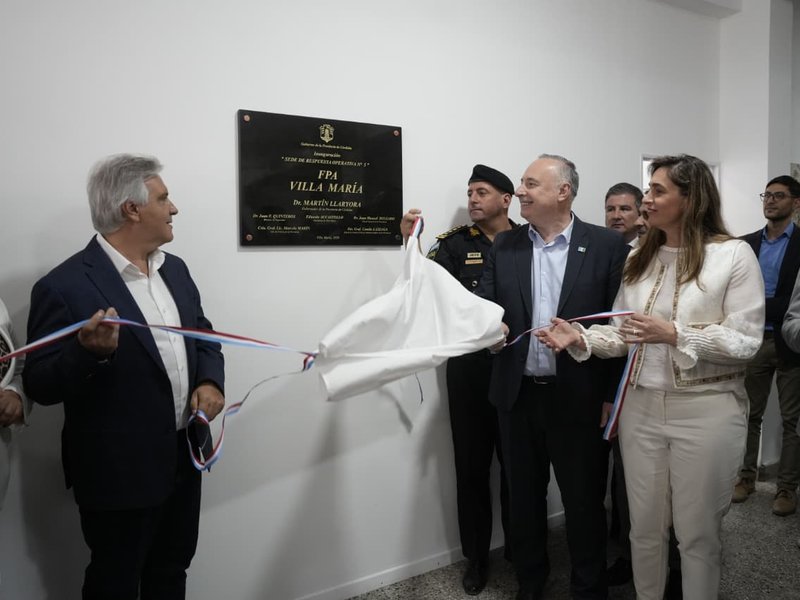 Villa María Más Segura: Accastello y Llaryora inauguraron la sede de la Fuerza Policial Antinarcotráfico sobre Ruta 9.
