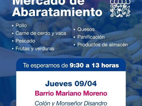 El Mercado de Abaratamiento llega mañana a barrio Mariano Moreno