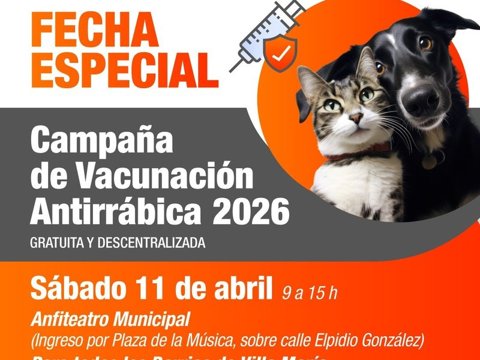 Jornada especial de vacunación antirrábica gratuita en el Anfiteatro Municipal