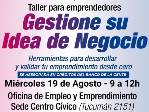 El municipio dictará un taller para emprendedores sobre gestión y desarrollo de negocios