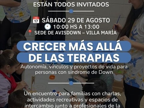 Villa María será sede de un encuentro para fortalecer la autonomía y el proyecto de vida de personas con síndrome de Down
