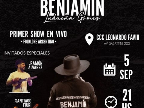 Música en el Favio: el artista local Benjamín Ludueña Gómez presentará su primer show en vivo