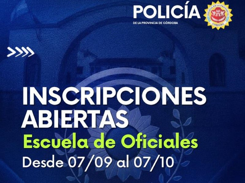 El lunes 7 abren las inscripciones para la Escuela de Oficiales de la Policía de Córdoba