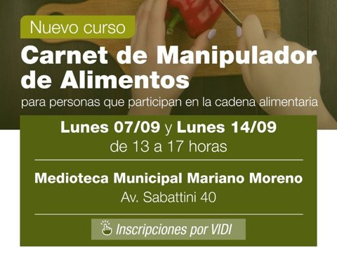 Nuevo curso para obtener el Carnet de Manipulador de Alimentos
