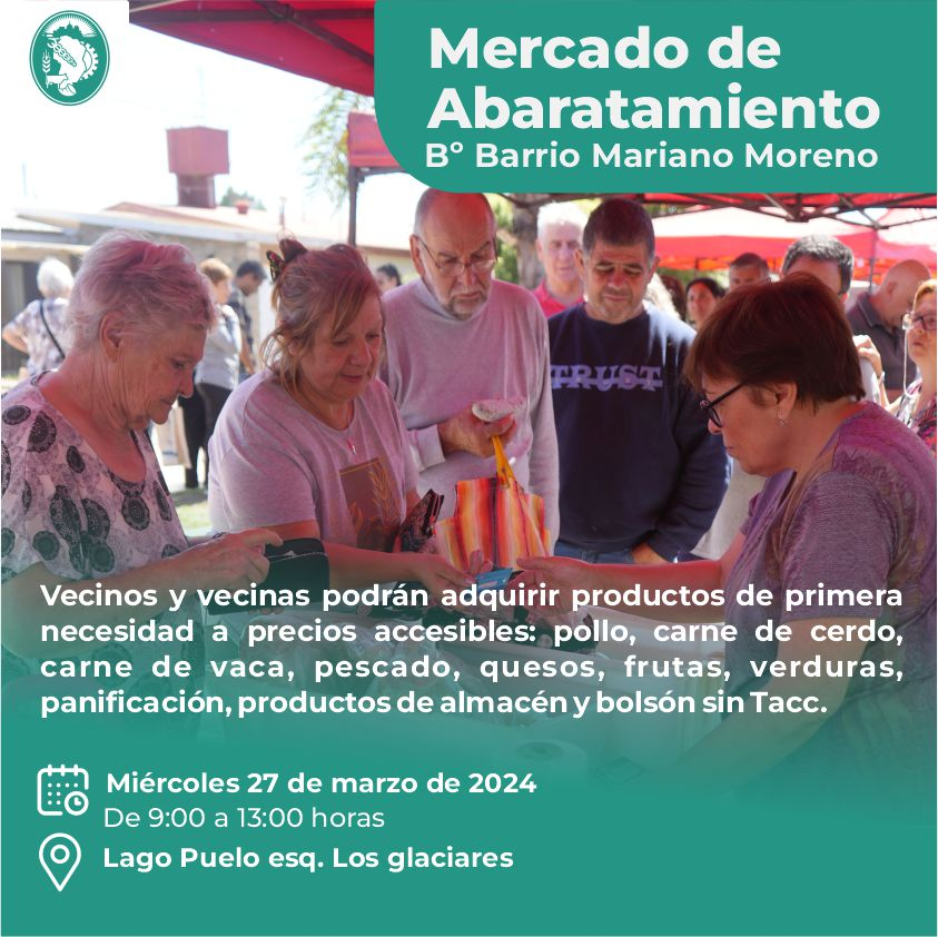 Villa María: El Mercado de Abaratamiento llega mañana a barrio Mariano Moreno