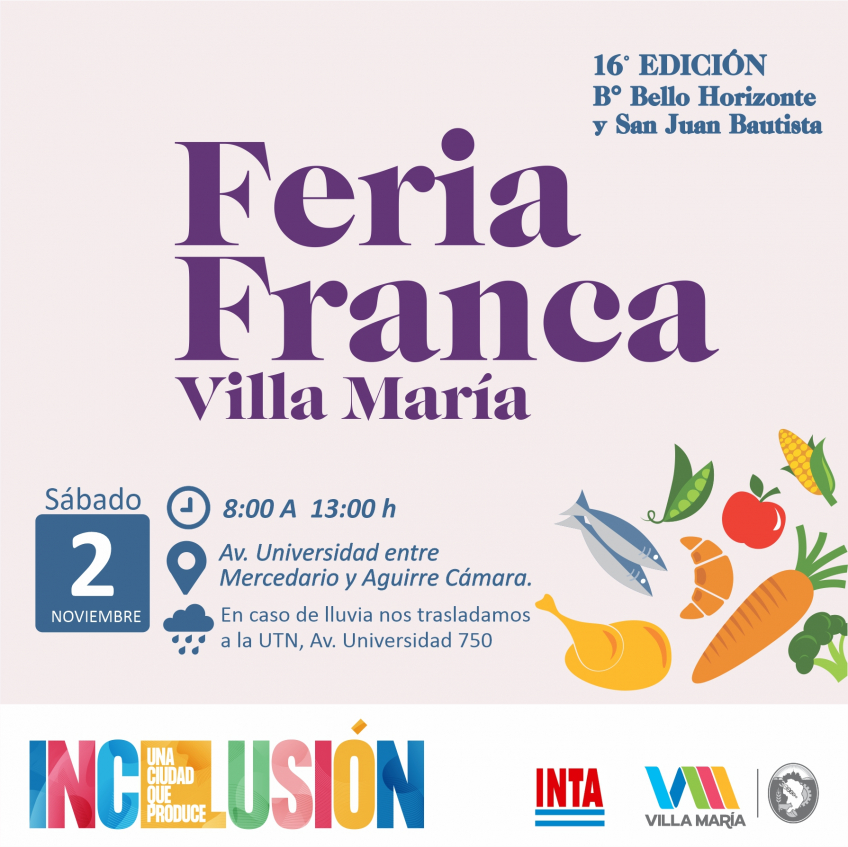 Villa María: La Feria Franca llega a barrios Bello Horizonte y San Juan Bautista