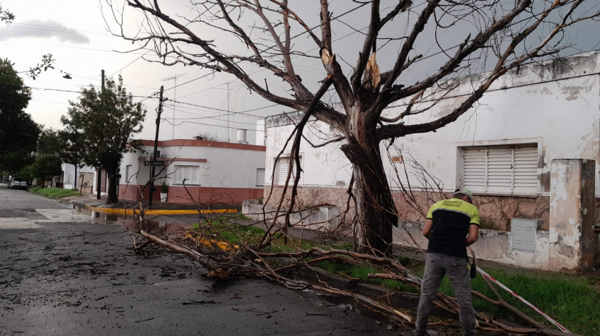 Villa María: Tras la tormenta, la Municipalidad y Bomberos Voluntarios trabajan en el reacondicionamiento de la ciudad