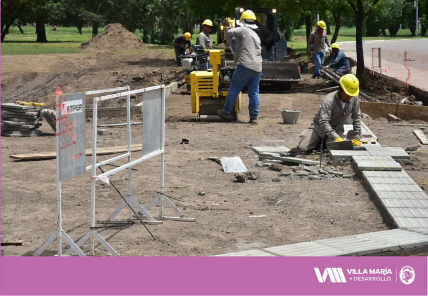 Villa María: Sigue en marcha la refuncionalización del Parque Pereira con los trabajos en el sector de Rawson y bulevar España