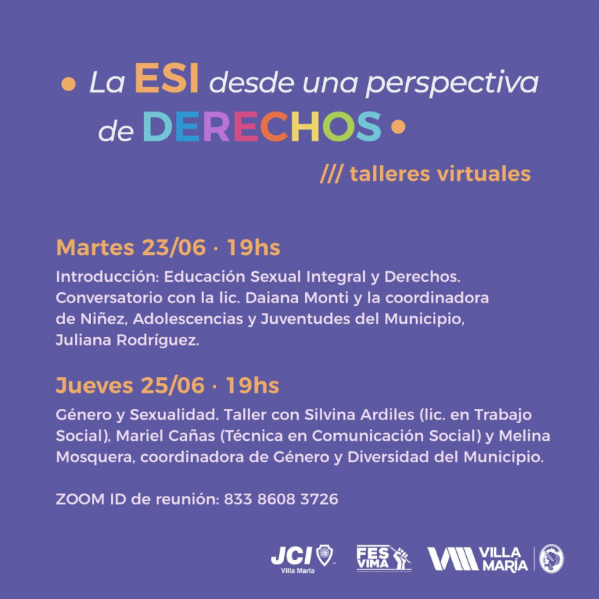 Villa María: Con talleres virtuales dirigidos a jóvenes, el municipio abordará la Educación Sexual Integral desde una perspectiva de derechos