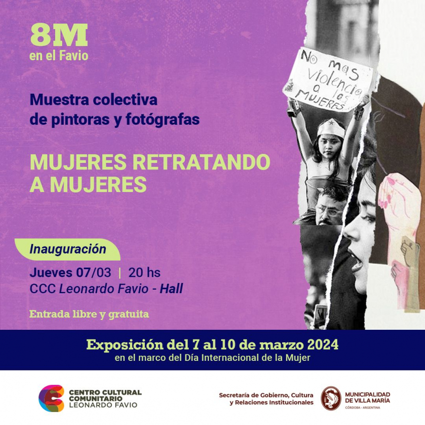 Villa María: Jueves, viernes y sábado con actividades culturales por el Día de la Mujer