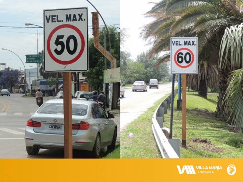 Villa María: Colocan señalética vertical indicativa de velocidades máximas en ingresos y bulevares   