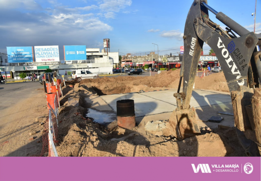 Villa María: El lunes comienza la etapa final de la obra de desagües pluviales sobre bulevar Sarmiento