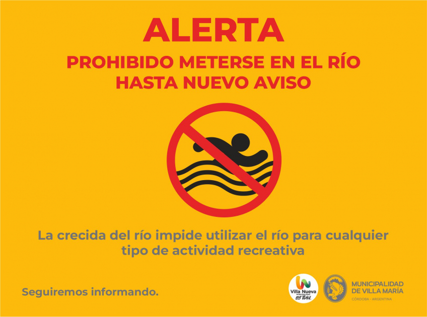 Villa María: ALERTA: Prohibido meterse al río hasta nuevo aviso