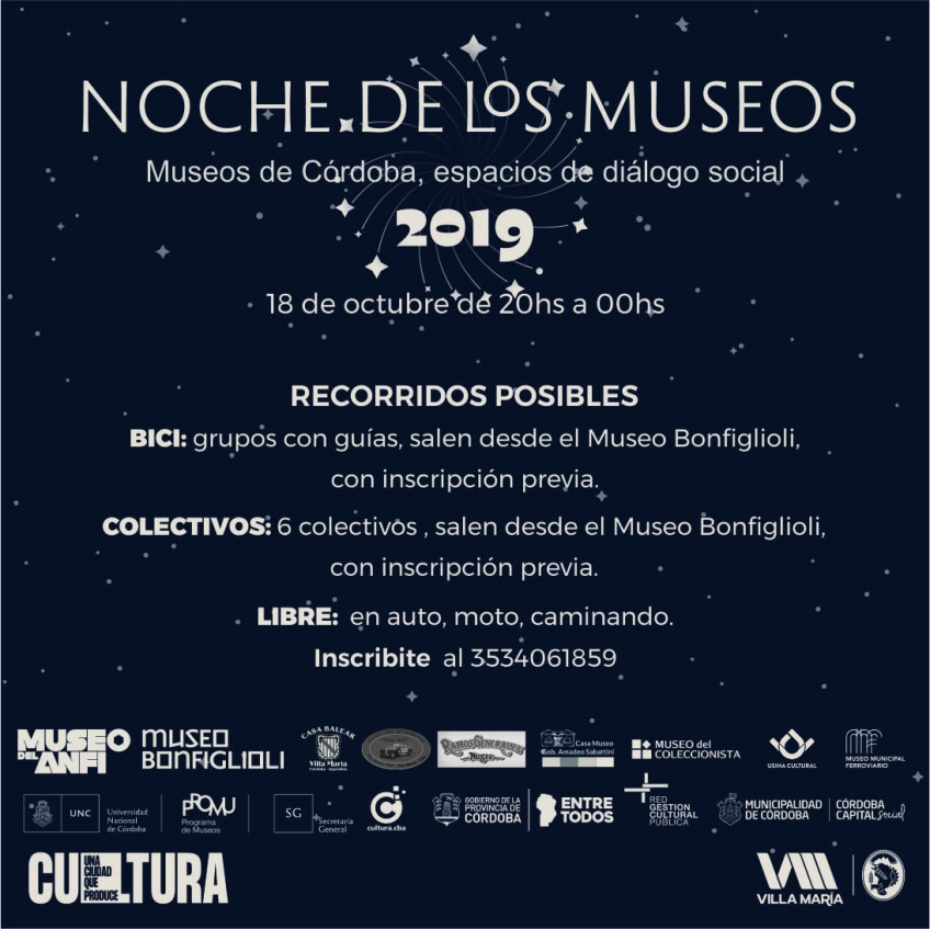 Villa María: El próximo viernes, nueve espacios de la ciudad se suman a la edición 2019 de la Noche de los Museos