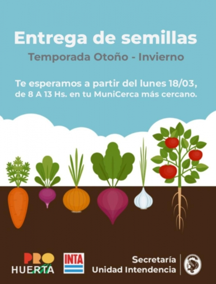 Villa María: Desde esta semana se entregan los kits de semillas Otoño - invierno en todos los Municerca y los Centros de Gestión Comunitaria